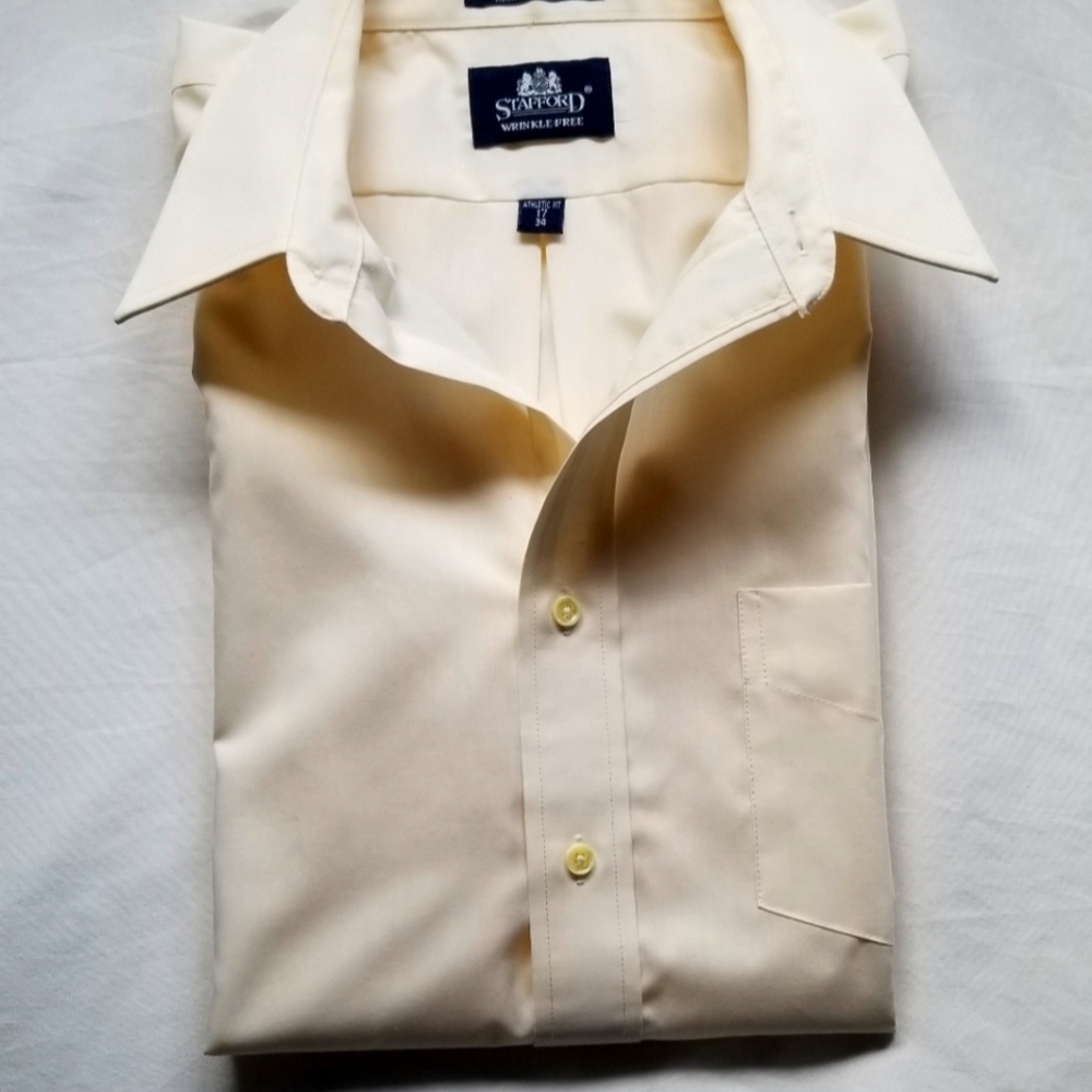 New Men's Stafford Wrinkle Free Button Down Long Sleeve Dress Shirt  Size 17